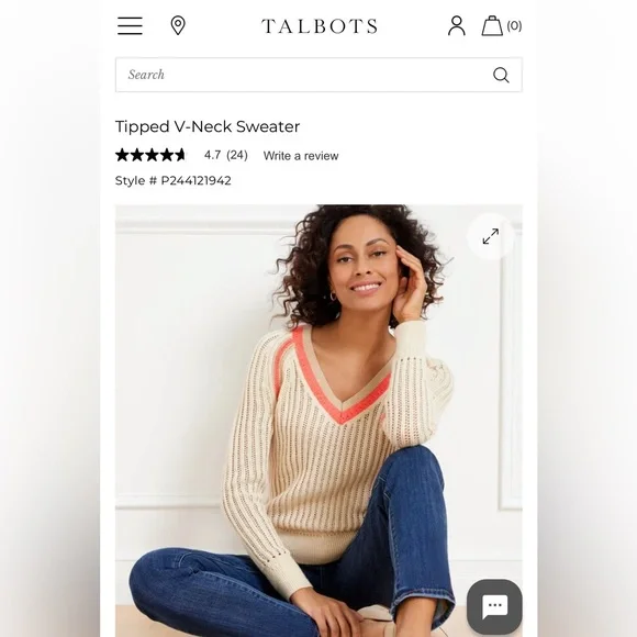 Talbots Tipped V-Neck Sweater Like new - Picture 4 of 8